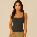 Top Celeste - Canotta modellante con scollo quadrato