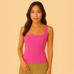 Top Celeste - Canotta modellante con scollo quadrato