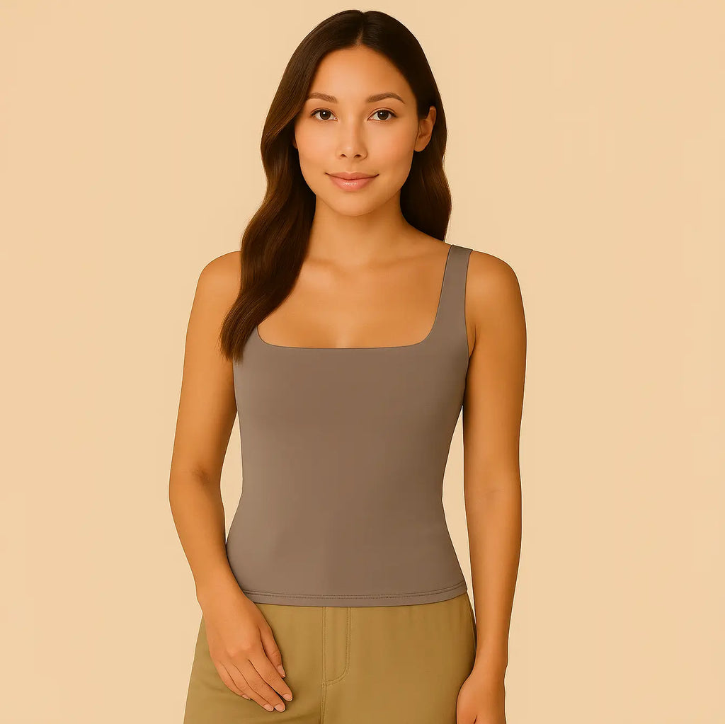 Top Celeste - Canotta modellante con scollo quadrato
